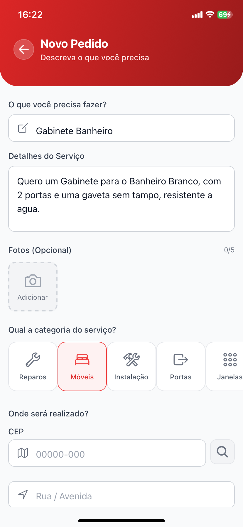 Novo pedido